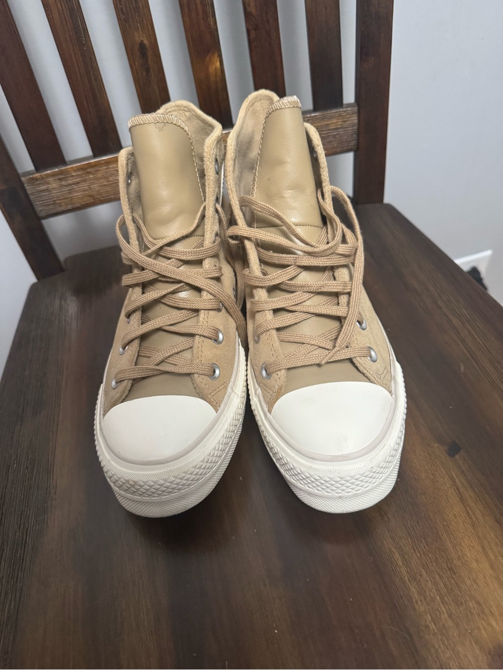 Converse High-Top Sneakers in Tan - Casual Lace-Up Platform